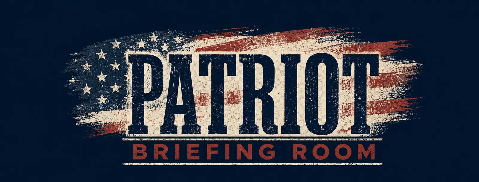 Patriot Briefing Room distressed American flag logo