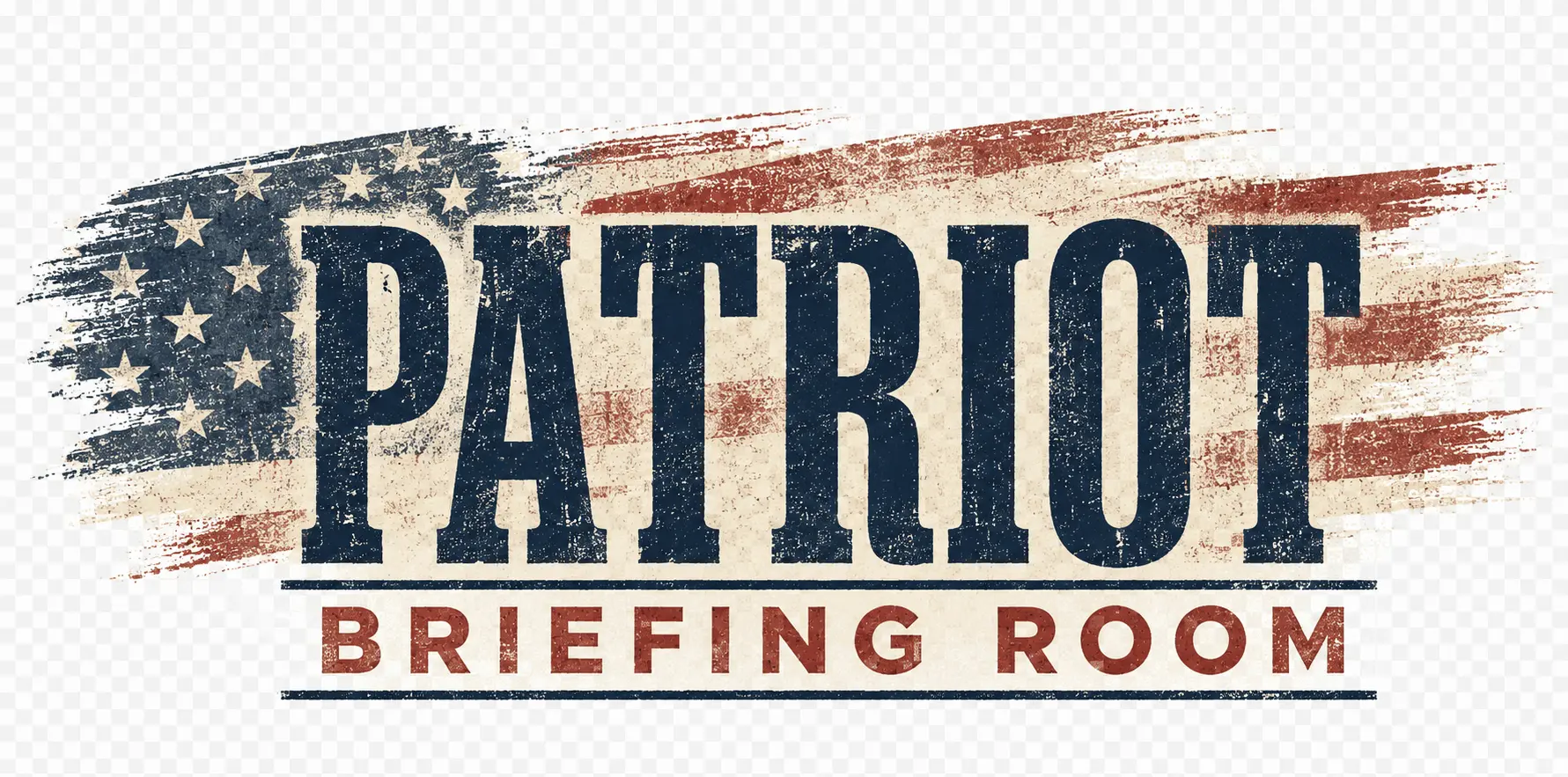 Patriot Briefing Room distressed American flag logo